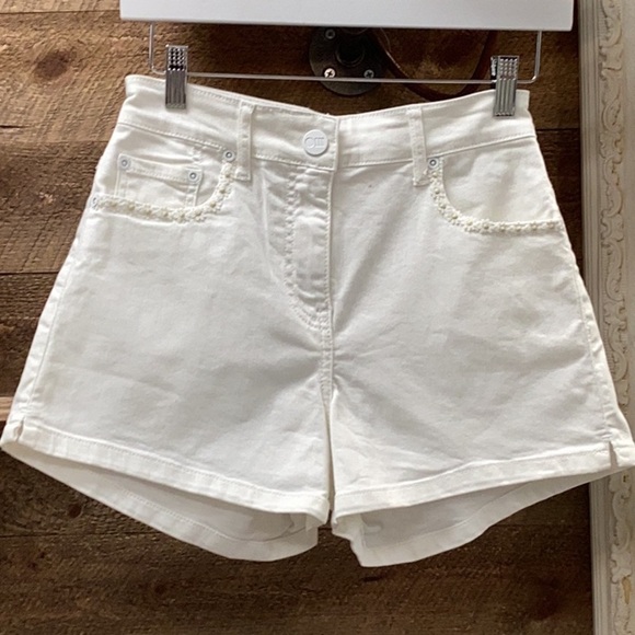 Solid & Striped Daisy Trim High Waisted White Denim Shorts Size 24 - Picture 4 of 7